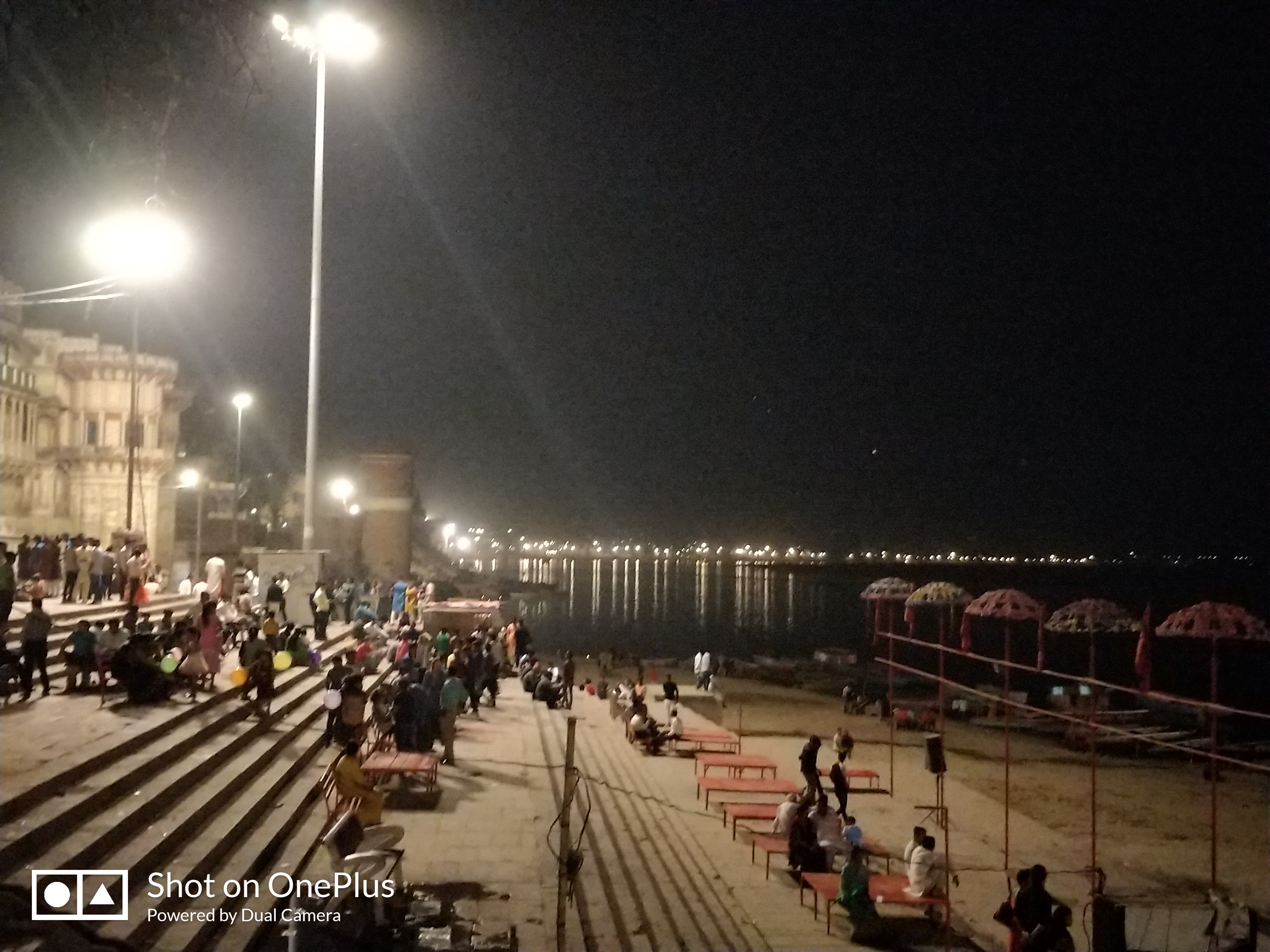 Ghats illuminated during night