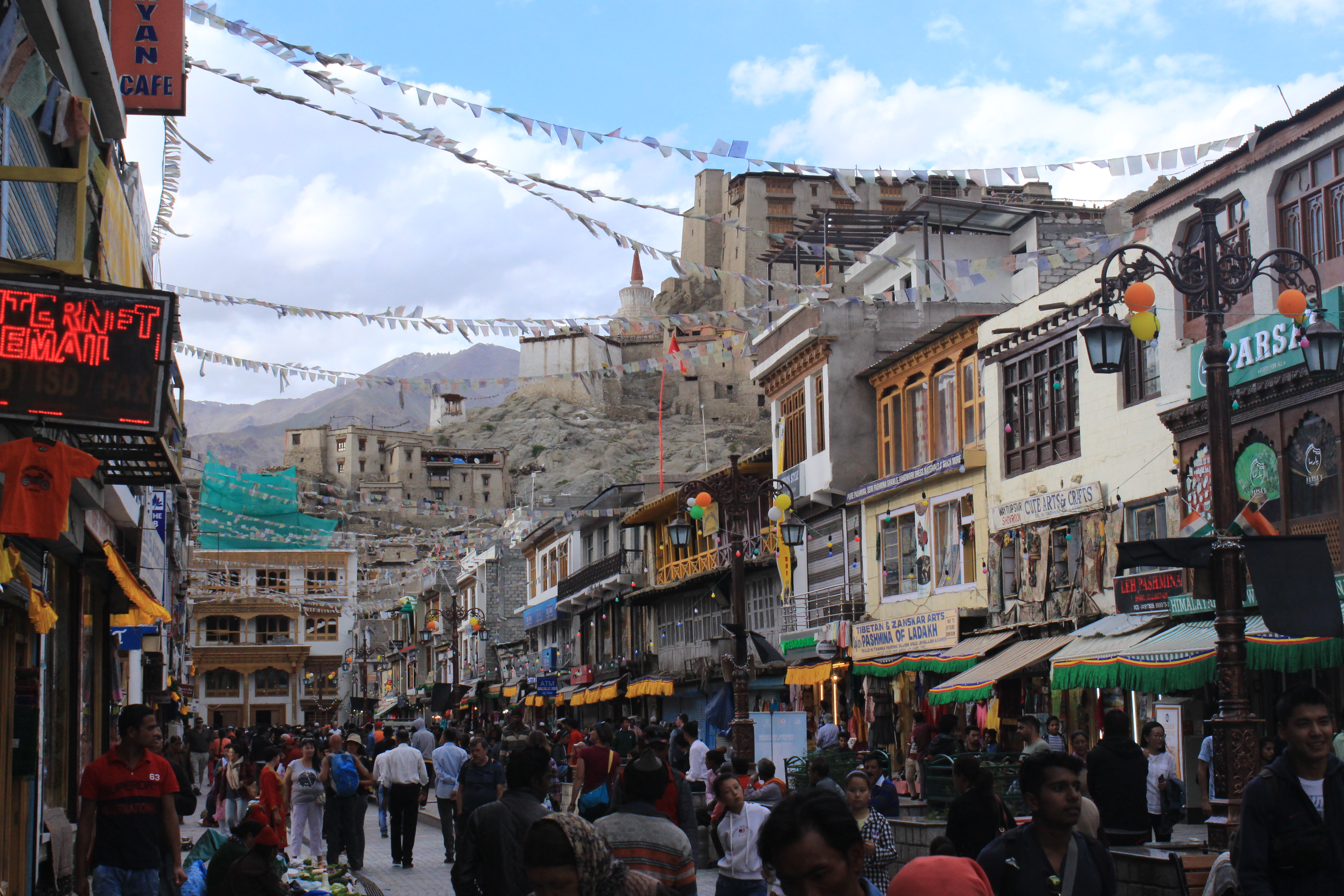 Leh Market with Leh Palace in the background